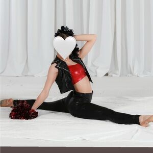 Glamour Black and Red Leggings Jumpsuit